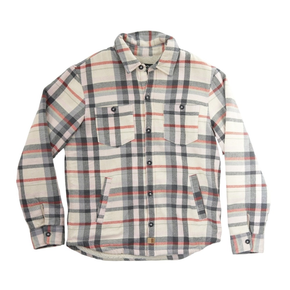 New UGG Shacket Men's Size Small Cream Multi Plaid Sherpa Lined Flannel Jacket‎